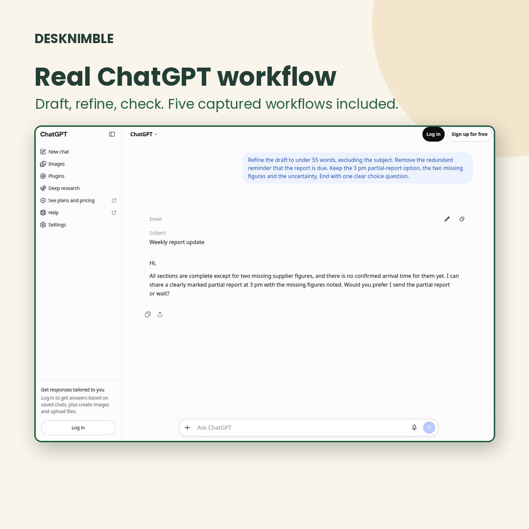Captured ChatGPT workflow with checks